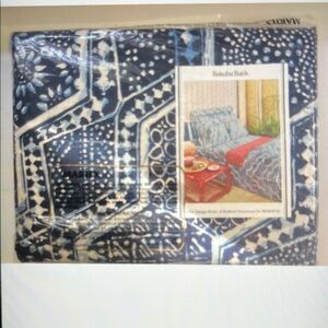 VERY RARE NOS 1970's Vintage Martex Bakuba Batik King Flat Sheet Blue 78”x80”
